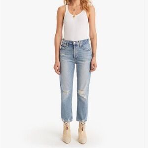 MOTHER The Tomcat Ripped Crop Straight Leg Jeans